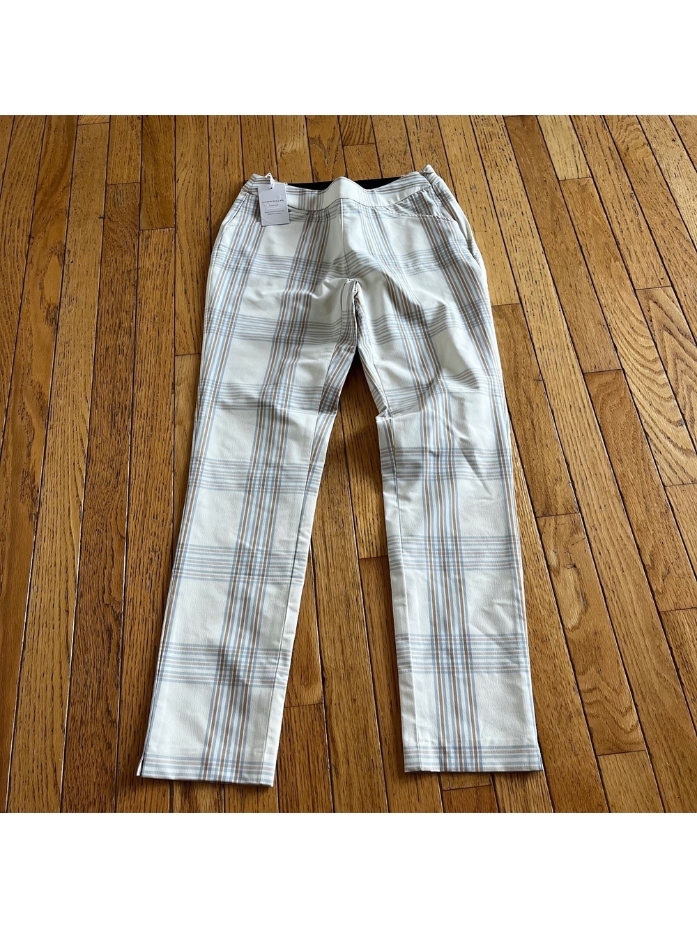 Peter Millar Women's Stylish Everyday Activewear Plaid Pants Size 0 Ivory Plaid